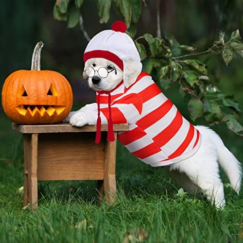 Figurinos de Halloween de Pedgot Pet, incluindo Halloween Red Red e White Striped Camise