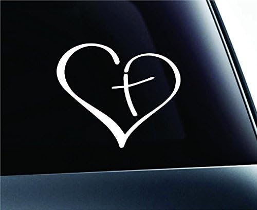 Coração com cruz no adesivo de decalques central vinil para automóvel de carro