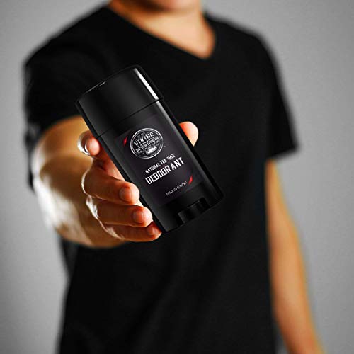 Desodorante natural para homens - desodorante masculino livre de alumínio. Proteção e frescura de odor com todo o desodorante natural da árvore do chá para homens, 2 pacote