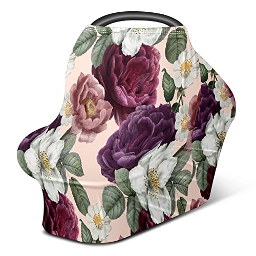 Capas de assento de carro para bebês Romântico Floral Peony Big Flower Cobertão de enfermagem Campa de carrinho de cachecol