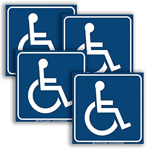 Isyfix Handicap Sinais de adesivos Símbolo de decalque - 4 pacote, 3x3 polegadas - Desativar sinal de cadeira de rodas, adesivo