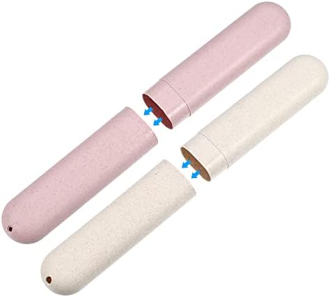 Vocoste 2pcs, estojo de escova de dentes viajando, estojo de escova de dentes PP para negócios de viagens, bege, rosa,