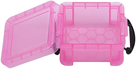 Dongming pequenas caixas de trava mini caixas de armazenamento de plástico empilháveis, rosa, 3,35x2.56x1,97 polegadas