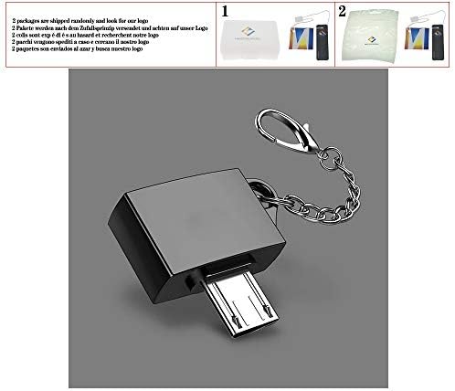 Mini Micro USB para USB 2.0 Conversor de adaptador OTG com cadeia de chaves para OTG Smart Phone, Golden