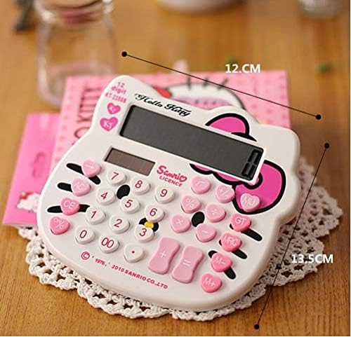 Calculadora Hello Kitty Super fofa calculadora de 12 dígitos Girl and Woman Calculator grande LCD Displa