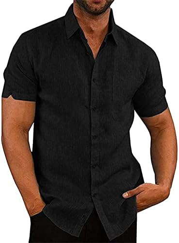 Button de manga curta masculina camisa do verão Casual casual camisetas de praia stand stand colar tops