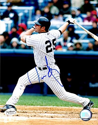 Jason Giambi autografou a foto do New York Yankees 8x10, com prova, foto de Jason assinando para nós, JSA Authenticed, New York Yankees, Campeão da Série Mundial, Oakland Athletics