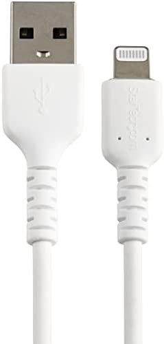 Startech.com 6 polegadas Durável Usb -A para Lightning - Fibra Aramid de Aramid de serviço pesado Tipo A para carregador de raios/Sync Power Cord - Apple MFI iPad/iPhone certificado 12
