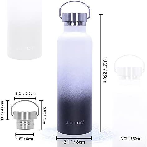 Brasão a vácuo de aço inoxidável, garrafa de água com isolamento de vácuo de parede dupla de 750 ml/25 oz, balão de vácuo de