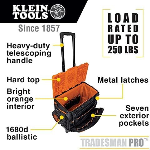 Klein Tools 55473RTB Saco de ferramentas de rolagem e 5141 bolsa com zíper de lona, ​​bolsa de ferramentas, bolsa de