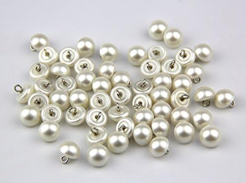 Pacote de 50pcs 10mm White Pearl Bead Campa meia bola Dome Metal Circle Botões para criar lenço e roupas de scarpbooking de costura