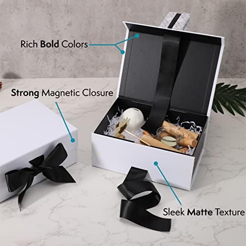 Caixa de presente dobrável de luxo Pack2pack com fita fixa | Caixa dobrável com fechamento magnético | Casamentos, chuveiros de noiva, presentes corporativos | Papel reciclado