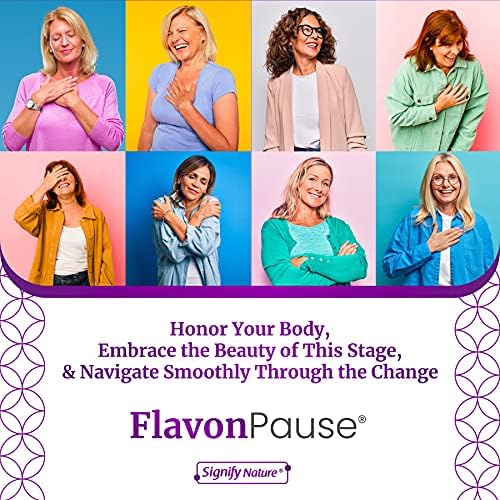 FlavonPause Hot Flashes Menpauseuse Relief for Woman - clinicamente testado - | Alívio natural do flash quente, alívio da noite, envelhecimento da pele | Alívio dos sintomas multi -menopausa | 30 softgels