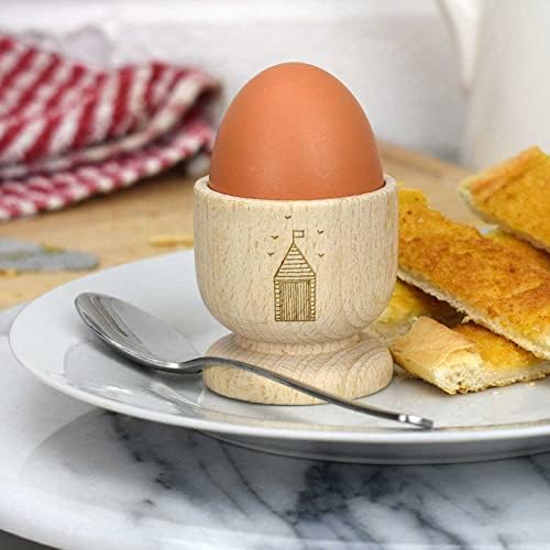 Azeeda 'Beach Hut & Birds' Wooden Egg Cup