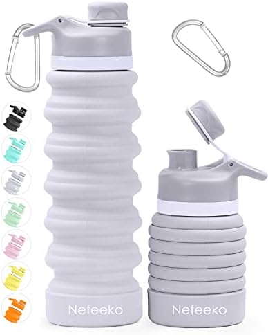 Garrafa de água dobrável nefeeko, 26 onças de silicone garrafas de água dobráveis ​​BPA à prova de vazamento de garrafas de