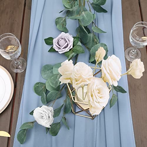 puphutu empoeirado de mesa azul corredor para casamento - decorações de chiffon para festa de chá de bebê de noiva