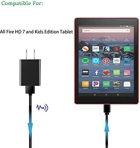 HD7 Tablet Fast Charger com cabo USB-C de 6,5 pés e micro USB para carregar todos os comprimidos HD 7 de fogo novo, Kindle Fire
