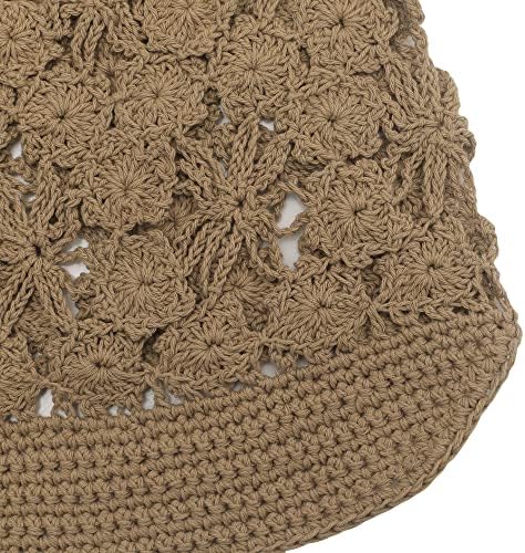 Zlyc Women Summer Summer Slouchy Crochet Hat Handmade Cutout Knit Skull Cap com viseira