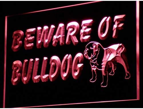 AdvPro Cuidado com Bulldog Display LED LED NEON SIGN RED 24 x 16 polegadas ST4S64-I837-R