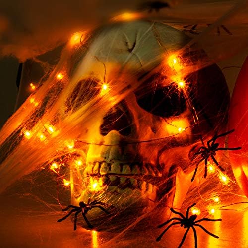 Decorações de Halloween Makion, luzes de fada laranja 4 pacote, 19,7ft/6m 60 LEDs 2 modos Luzes de fio de cobre interno para decorações de festas com temas de carnaval de Halloween
