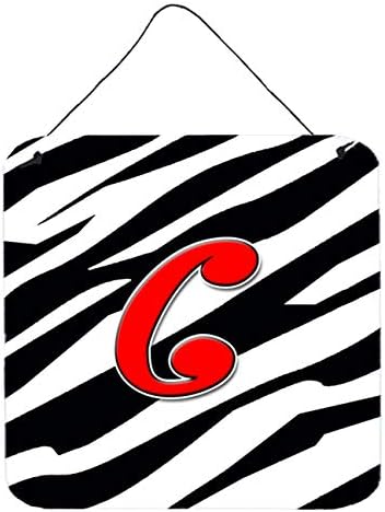 Tesouros de Caroline CJ1024 -YDS66 letra y Monograma inicial - parede vermelha da zebra ou estampas penduradas da porta, placas de metal de alumínio barra de parede de parede de banheiro decoração de casa, decoração de casa,