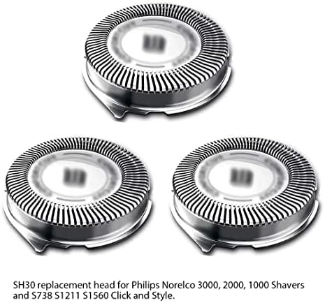 3pcs Sh30/52 Cabeças de barbear substituindo Philips Norelco 000, 2000.3000 AT610, AT620, S1150, S1520, S1560, S3310,