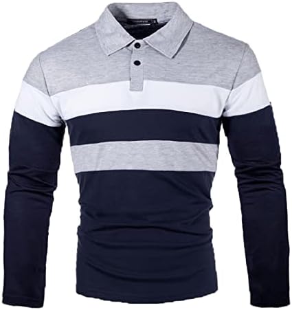 Camisas pólo casuais masculinas de Wocachi, 2022 Mensagens de manga longa de cola de coloração de colorido Business Tshirt Slim Fit Muscle Golf Shirt