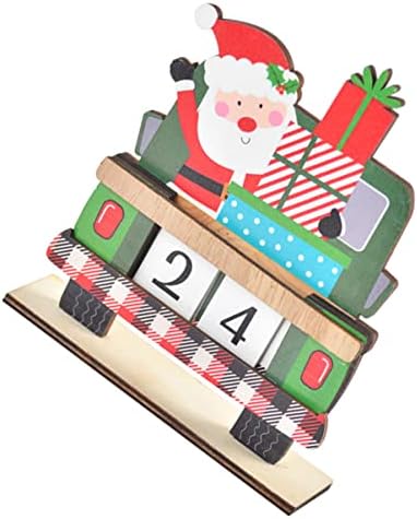 JoJofuny 2Sets Data Data Desk Holiday Calendário ， Tree Countdown Office for Red Decoration Desktop Wooden Ornament Calendário Calendário Papai Noel Número do presente