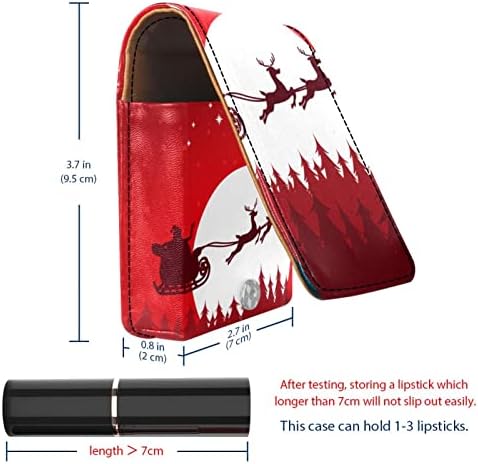 Caso de batom de Raindeer e Santa de Natal com Mini para Mini Lipstick portador Bolsa de Travel de viagem, bolsa cosmética, 9,5x2x7