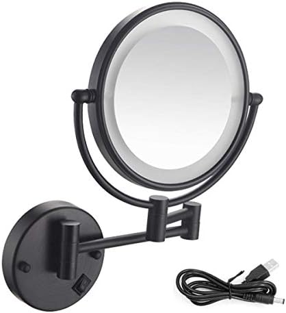 LIANXIAO - MELHOR DE GRAGEMENTO 5X MELHOR DE 360 ° Giratório Extendeável Espelho de Vanidade de dois lados para banheiro, USB recarregável