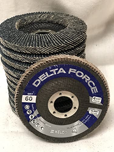 Kelco Delta Force, disco de aba super de alta densidade 4,5 x 7/8-Alumina de Zircônia, 60 Grit, 10-Pack