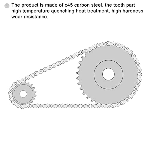 UXCELL 16 rolos de dente tipo b tipo B, 25 corrente, fita única de 1/4 , 12mm de óxido preto C45 aço com parafusos de