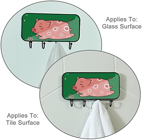 Ganchos Guerotkr para pendurar, ganchos de parede adesivos, ganchos auto -adesivos, padrão verde de porco animal rosa