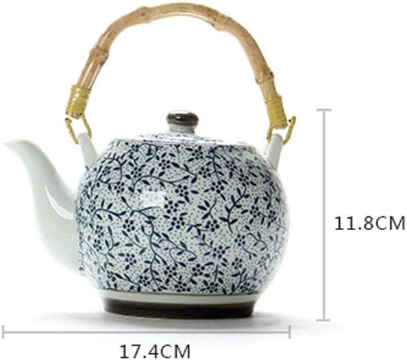 BuCots modernos bule de chá, projeto nostálgico Cerâmica de alta temperatura resistente a bule de 1000 ml de porcelana azul e branca chaleira com bule de bule de filtro
