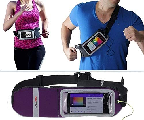 Navitech Purple Mobile Phone Imper impermeável cintura em execução - Compatível com o smartphone dobrável ZTE Axon M 4G