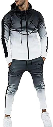 OFOKEDA Men's Men's Sportswear Suit Sports Slova Longa Zipper completo Terno de duas peças Adequado para corrida, corrida, terno