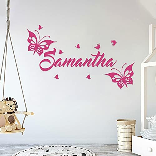 Nome personalizado Butterflies fofas - menina - berçário de decalques de parede para crianças de quarto de casa