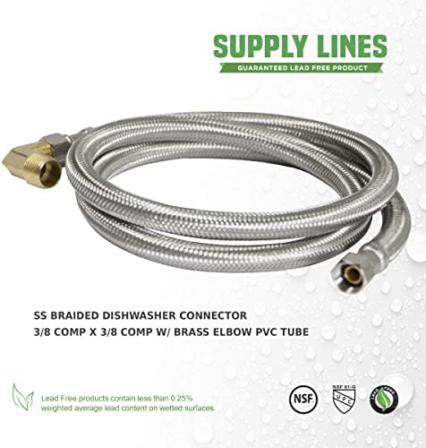 Linha de abastecimento de água da máquina de lavar louça Highcraft, o conector da mangueira possui 3/8 polegadas de alcoolamento