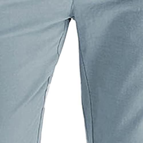 LCZIWO MEMIN CASual Bussiness Calças da cintura elástica Coloque as calças de cordão com bolsos Comfort Relaxled Front