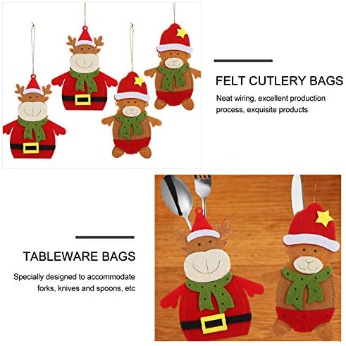 PretyZoom Christmas 4 PCs Senti lindos sacolas de talheres artesanato de decors desenho animado pingente de Natal Festival Festival