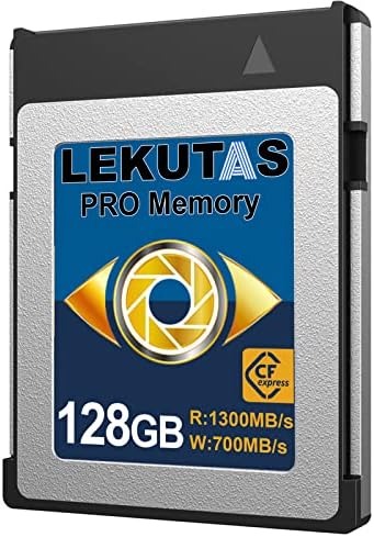 LEKUTAS 128GB CFexpress Type B Memory Card, R1300MB/s W660MB/s CFX xqd Cards Type B for Cameras 8K RAW, Compatible with Nikon Z6/Z7/D6, Canon EOS-1DXMark III/EOS-R5, Panasonic S1/S1R, DJI Ronin 4d