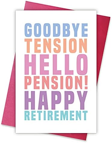 Norssiby Happy Retirement Card, Cartão de Aposentadoria Funny, Goodbye Tension Hello Pension Card, Cartão de pensão