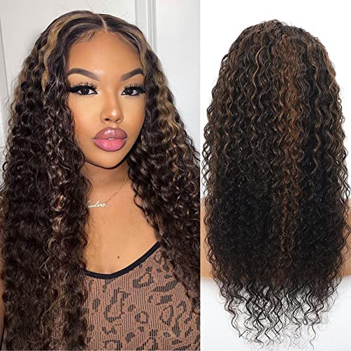 Megalook Balayage Destaque Human Human Lace Front Wigs 13x4 Deep Wave Lace Front Wigs Humanos Cabelo Humano 180% Densidade ombre Cachere