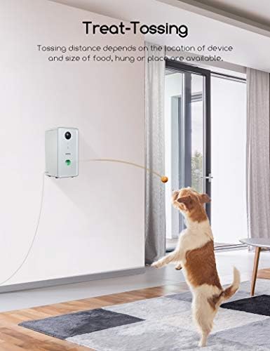Câmera de cachorro faroro com dispensador de tratamento, câmera de estimação de wifi 2.4g com áudio bidirecional e 1080p