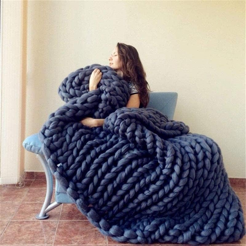 Cobertor de malha grossa pphcpx 60x80in Cabão azul de cabo azul marinho cobertores de crochê para sofá -machado de manto de tapete de tapete de tapete de tapete de tapete para casa Presente