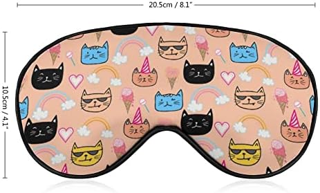 Máscaras de olho macias de padrão de gato feliz com cinta ajustável, confortável de venda de venda para dormir