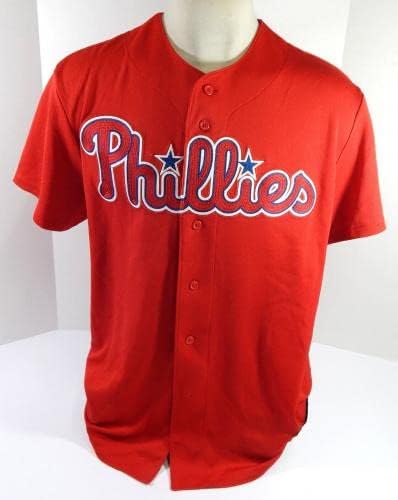 Philadelphia Phillies Starlyn Castillo 67 Game usou Red Jersey Ext St BP XL 57 - Jogo usado MLB Jerseys