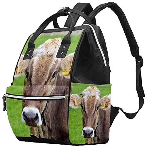 Animal Vaca Prairie Prairie Animal Frela -Tote Backpack Mummy Backpack de grande capacidade Bolsa de enfermagem Bolsa de viagem para