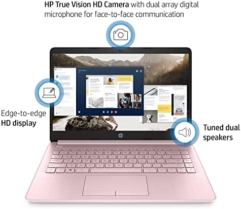 HP 2022 Premium de 14 polegadas HD Laptop fino e leve, processador Intel Quad-core, 32 GB de RAM, armazenamento de 64 GB, duração