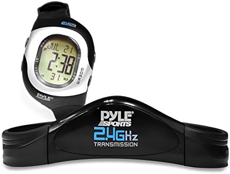 Monitor de freqüência cardíaca de pyle esportes com calorias e gordura queimada, cronógrafo de 50 voltas, preto